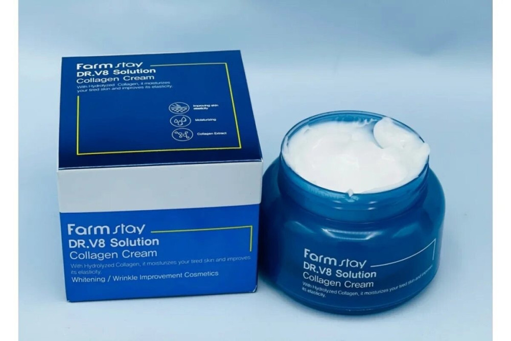 Крем для лица с коллагеном FarmStay Dr-V8 Solution Collagen Cream 50ml (125) купить в Интернет-магазине Садовод База - цена 140 руб Садовод интернет-каталог