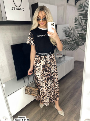 Нежный и стильный леопардовый костюм ( DOLCE & GABBANA ) Футболка+юбка поможет вам оставаться в тренде этим летом САДОВОД официальный интернет-каталог