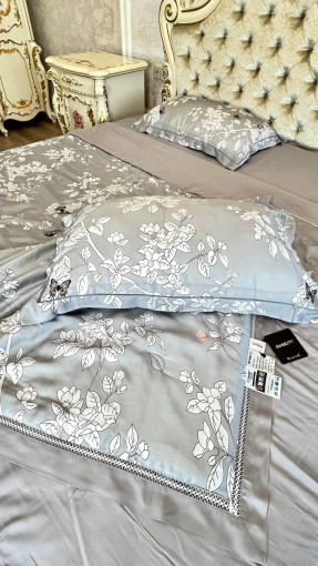 Комплект постельного белья тенсель с мережко с  готовым одеялом САДОВОД официальный интернет-каталог
