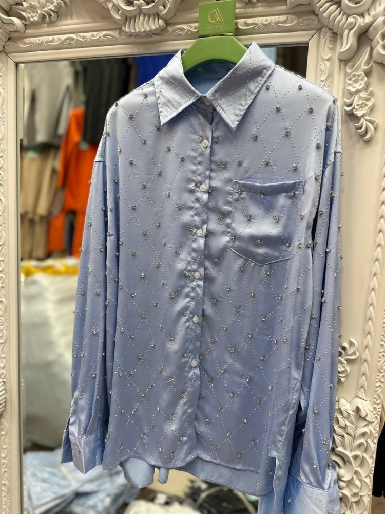 Женская рубашка голубая купить в Интернет-магазине Садовод База - цена 2900 руб Садовод интернет-каталог