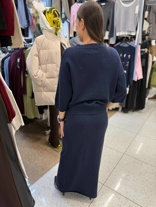 Женский костюм темно-синий купить в Интернет-магазине Садовод База - цена 2200 руб Садовод интернет-каталог