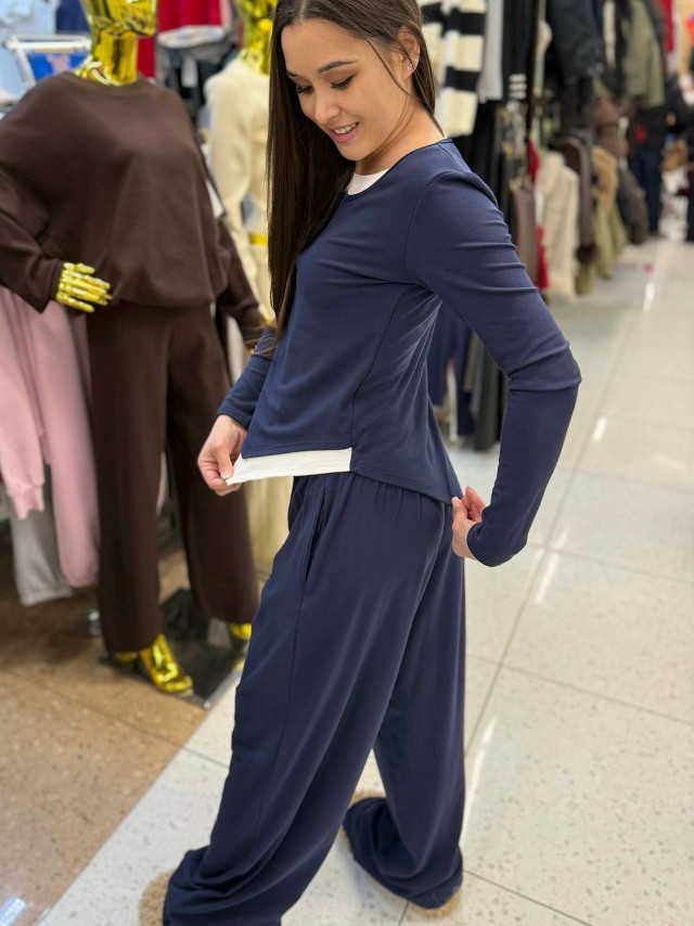 Женский костюм синий купить в Интернет-магазине Садовод База - цена 1900 руб Садовод интернет-каталог