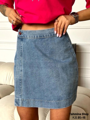 Трендовые мини юбочки из джинсы с элементом запаха созданы для стильных образов на сезон весна/лето САДОВОД официальный интернет-каталог