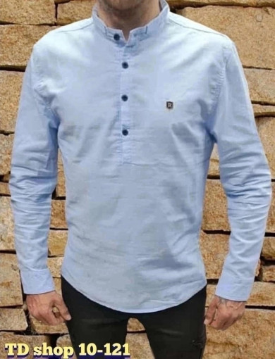 Рубашка                                                                             👕👕👕мужская рубашка с длинными рукавами , льняной материал .воротником-стойкой САДОВОД официальный интернет-каталог