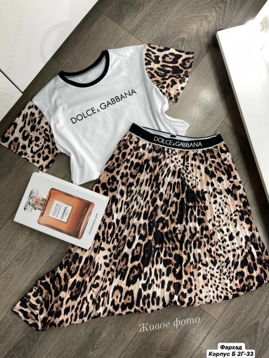 Нежный и стильный леопардовый костюм ( DOLCE & GABBANA ) Футболка+юбка поможет вам оставаться в тренде этим летом САДОВОД официальный интернет-каталог