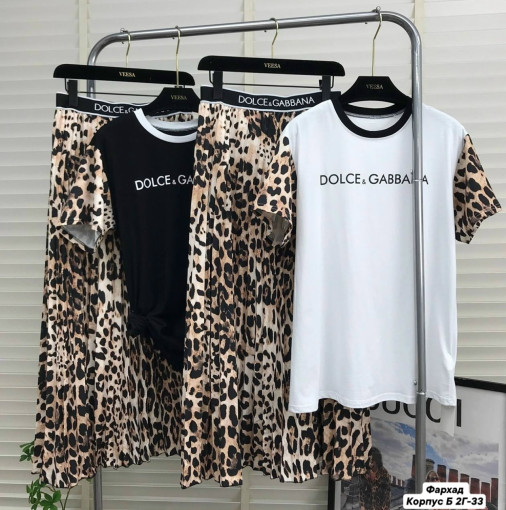 Нежный и стильный леопардовый костюм ( DOLCE & GABBANA ) Футболка+юбка поможет вам оставаться в тренде этим летом САДОВОД официальный интернет-каталог