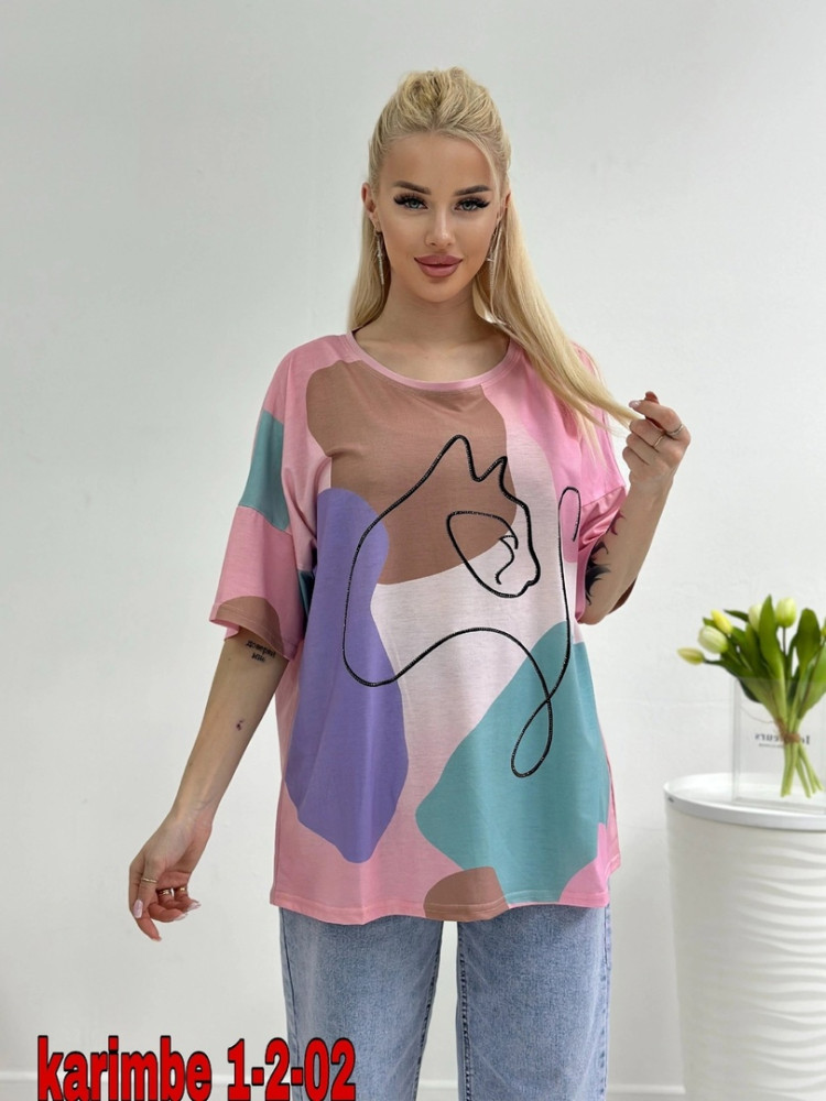 Женская футболка Цвет как на фото купить в Интернет-магазине Садовод База - цена 550 руб Садовод интернет-каталог