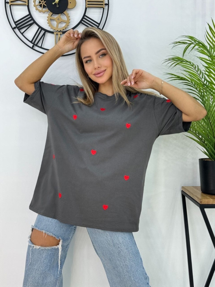 Женская футболка темно-серая купить в Интернет-магазине Садовод База - цена 600 руб Садовод интернет-каталог