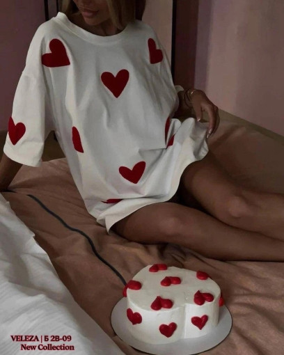 Трендовая футболка с сердечками САДОВОД официальный интернет-каталог