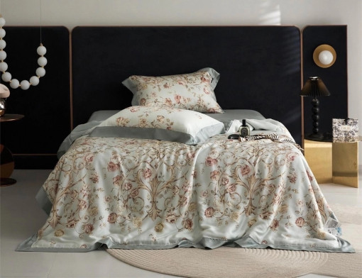 Комплект постельного белья тенсель с мережко с  готовым одеялом САДОВОД официальный интернет-каталог