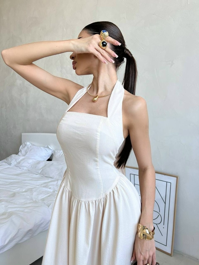 Платье бежевое купить в Интернет-магазине Садовод База - цена 1200 руб Садовод интернет-каталог