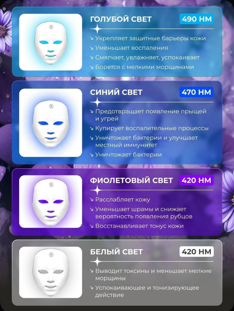 Маска для лица светодиодная купить в Интернет-магазине Садовод База - цена 999 руб Садовод интернет-каталог