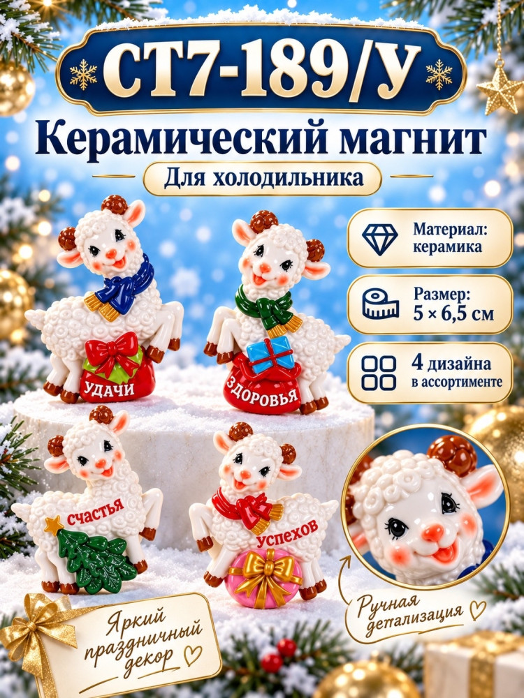 Новогодний керамический магнит на холодильник «Овечка» купить в Интернет-магазине Садовод База - цена 50 руб Садовод интернет-каталог