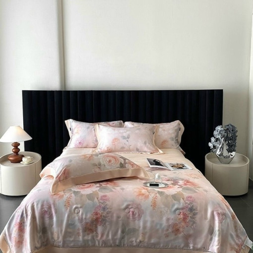 Комплект постельного белья тенсель с мережко с  готовым одеялом САДОВОД официальный интернет-каталог