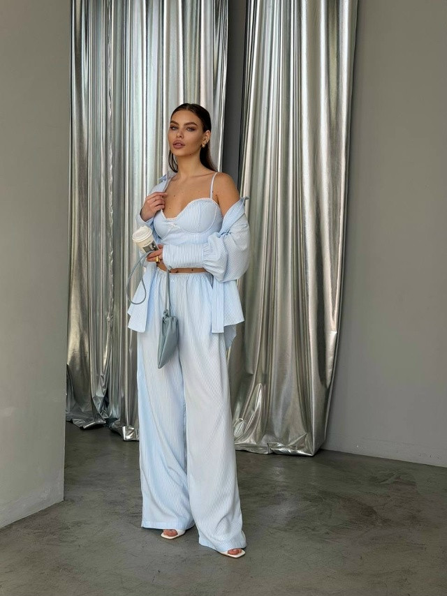 Женский костюм голубой купить в Интернет-магазине Садовод База - цена 2100 руб Садовод интернет-каталог