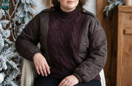 Вязаный утеплённый свитер с горлом, САДОВОД официальный интернет-каталог