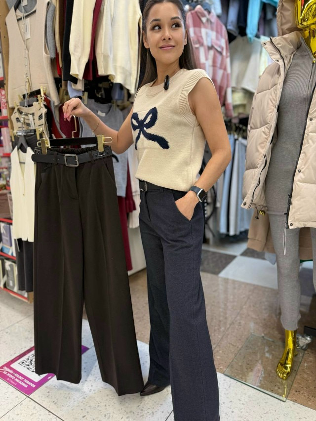 Женские брюки синие купить в Интернет-магазине Садовод База - цена 1400 руб Садовод интернет-каталог