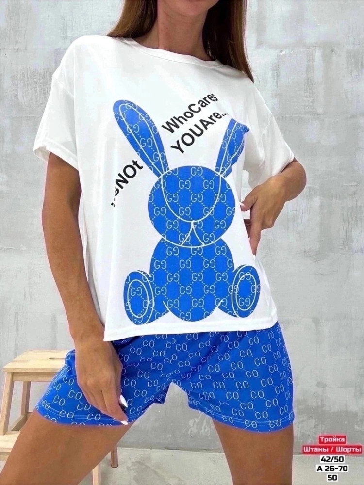 ☑️ Пижама женская , тройка ( штаны +шорты ) купить в Интернет-магазине Садовод База - цена 500 руб Садовод интернет-каталог