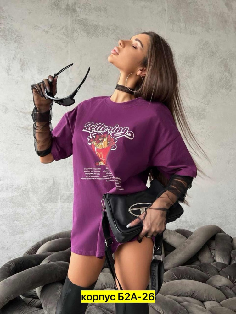 Женская футболка фиолетовая купить в Интернет-магазине Садовод База - цена 700 руб Садовод интернет-каталог