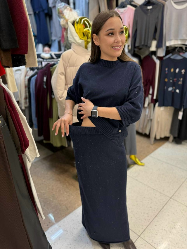 Женский костюм темно-синий купить в Интернет-магазине Садовод База - цена 2200 руб Садовод интернет-каталог