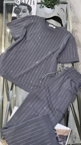Классные костюмы-двойки с брюками палаццо со стразинками САДОВОД официальный интернет-каталог