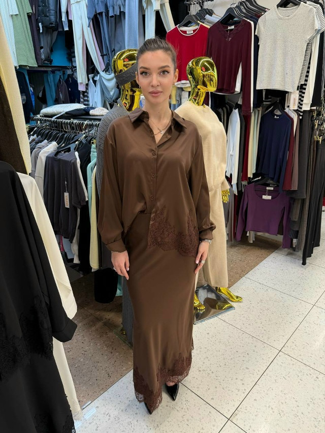 Женский костюм коричневый купить в Интернет-магазине Садовод База - цена 2100 руб Садовод интернет-каталог