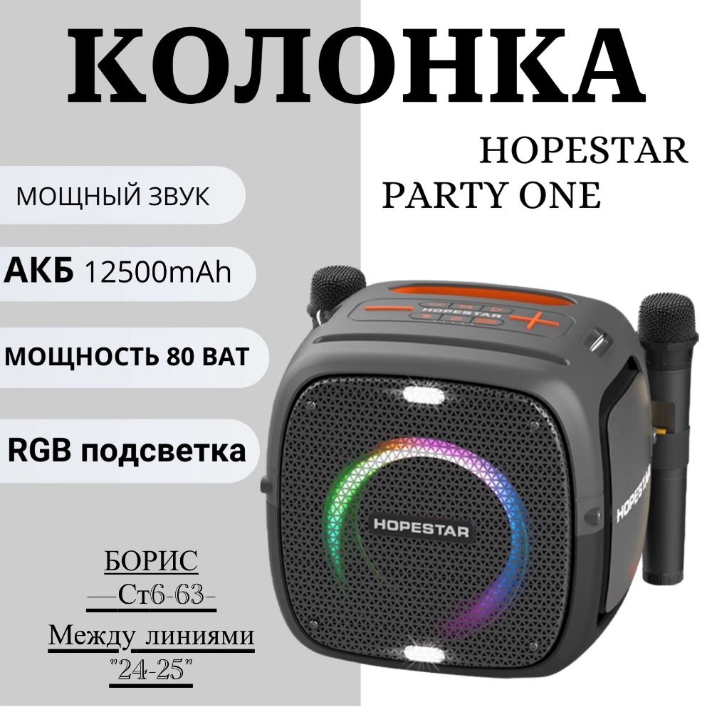 Колонка Hopestar Party One с двумя микрофонами купить в Интернет-магазине Садовод База - цена 7000 руб Садовод интернет-каталог