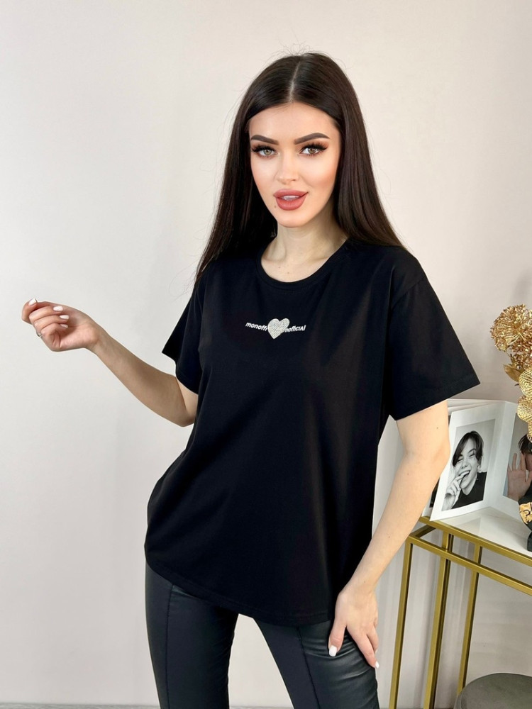 Женская футболка черная купить в Интернет-магазине Садовод База - цена 850 руб Садовод интернет-каталог