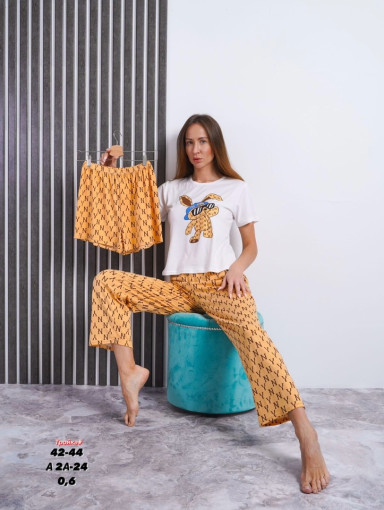 ❕ Пижама женская , тройка ( штаны +шорты ) САДОВОД официальный интернет-каталог
