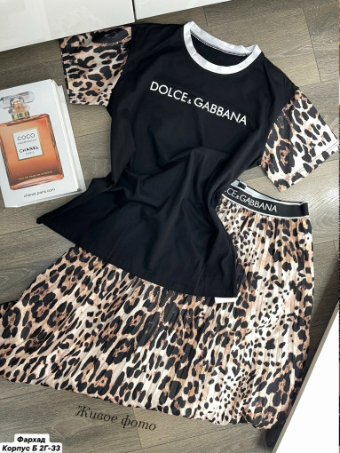 Нежный и стильный леопардовый костюм ( DOLCE & GABBANA ) Футболка+юбка поможет вам оставаться в тренде этим летом САДОВОД официальный интернет-каталог