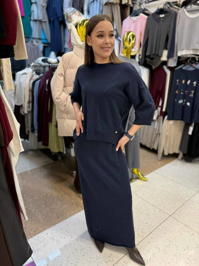 Женский костюм темно-синий купить в Интернет-магазине Садовод База - цена 2200 руб Садовод интернет-каталог