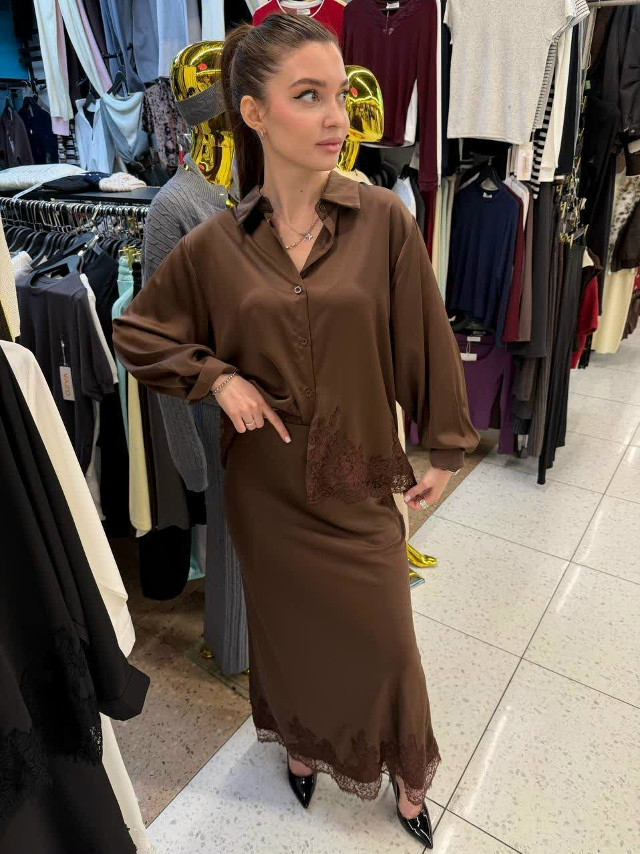 Женский костюм коричневый купить в Интернет-магазине Садовод База - цена 2100 руб Садовод интернет-каталог