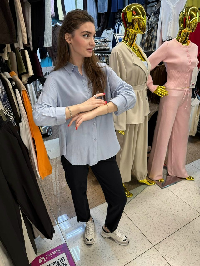 Женская рубашка голубая купить в Интернет-магазине Садовод База - цена 1000 руб Садовод интернет-каталог