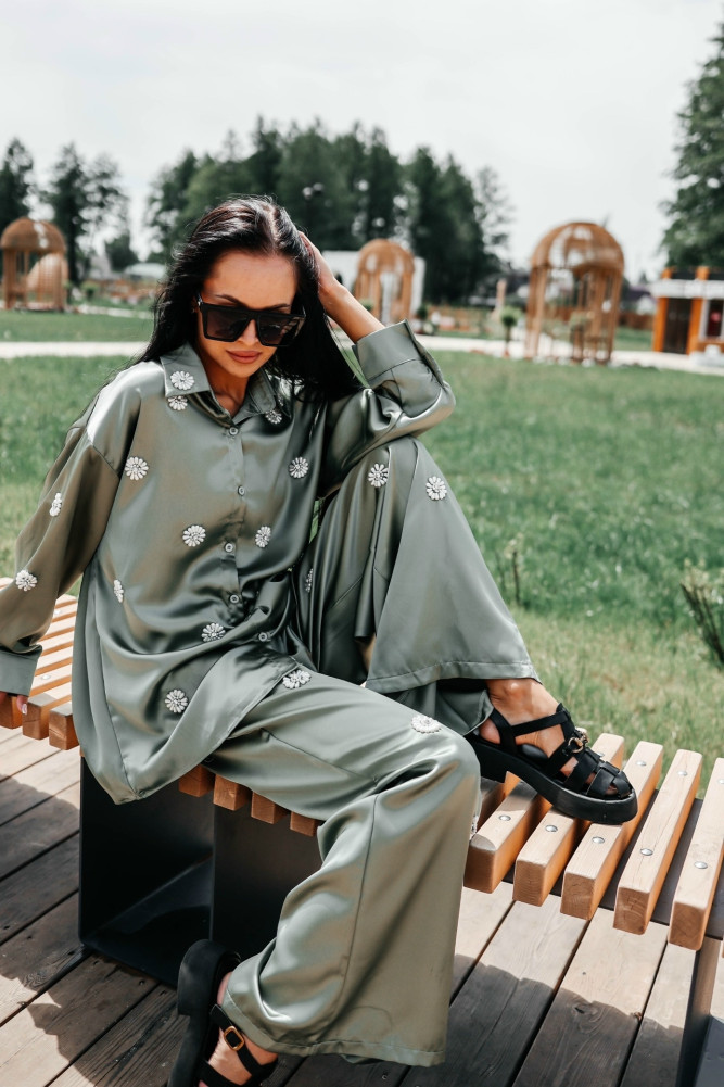 Женский костюм зеленый купить в Интернет-магазине Садовод База - цена 2600 руб Садовод интернет-каталог