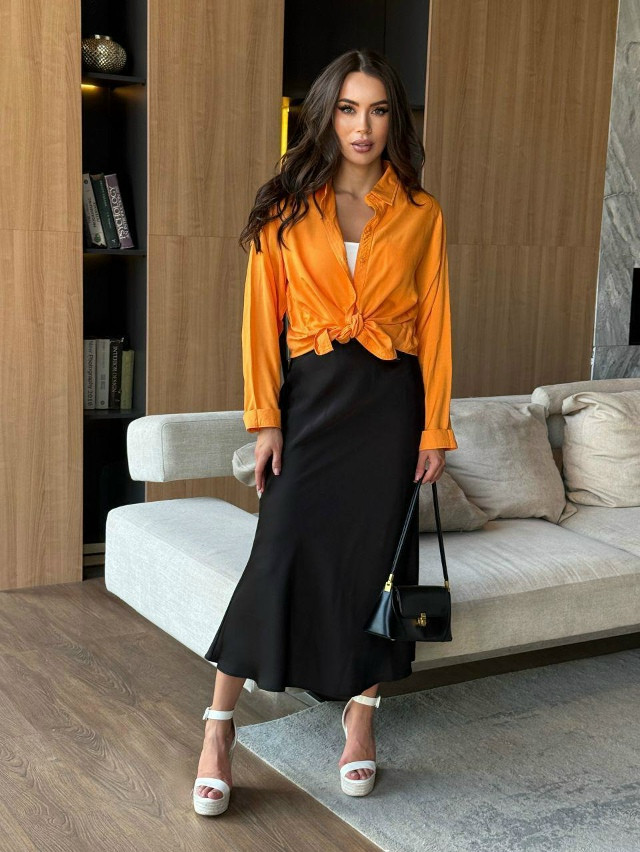 Женская рубашка оранжевая купить в Интернет-магазине Садовод База - цена 1000 руб Садовод интернет-каталог