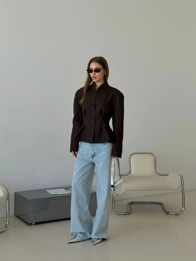 Женский пиджак коричневый купить в Интернет-магазине Садовод База - цена 2400 руб Садовод интернет-каталог