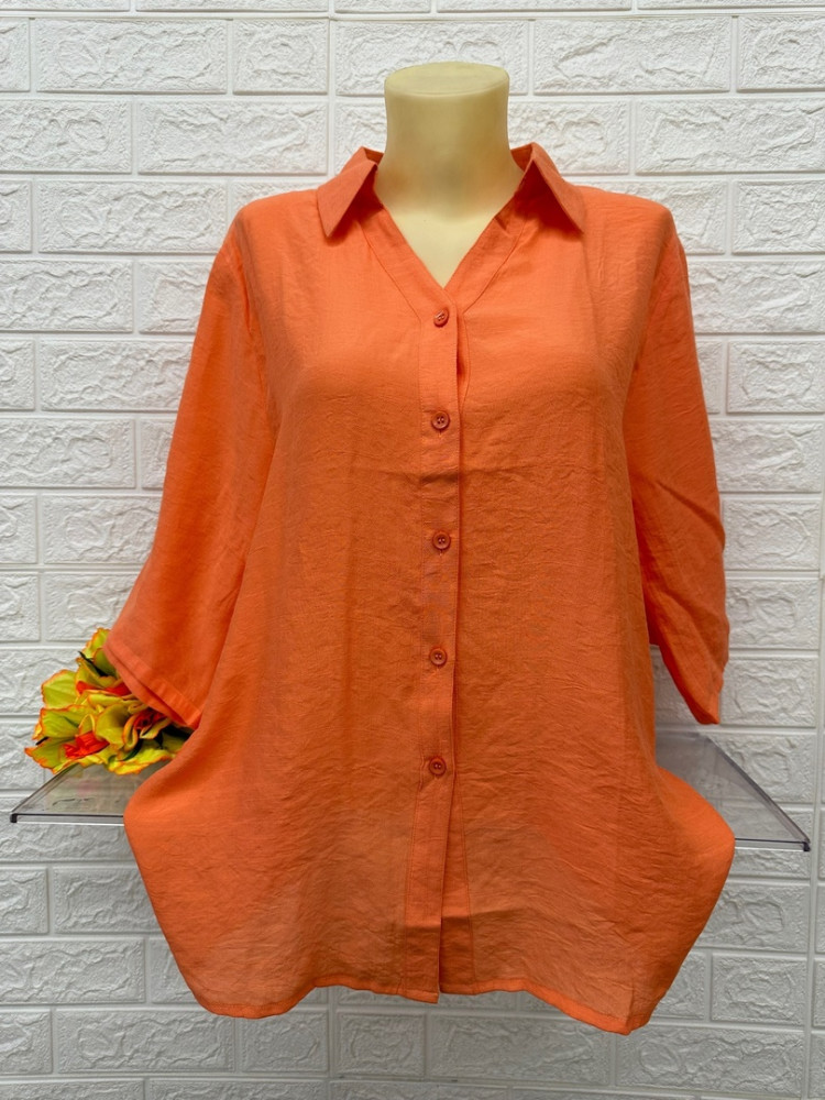 Женская рубашка оранжевая купить в Интернет-магазине Садовод База - цена 800 руб Садовод интернет-каталог