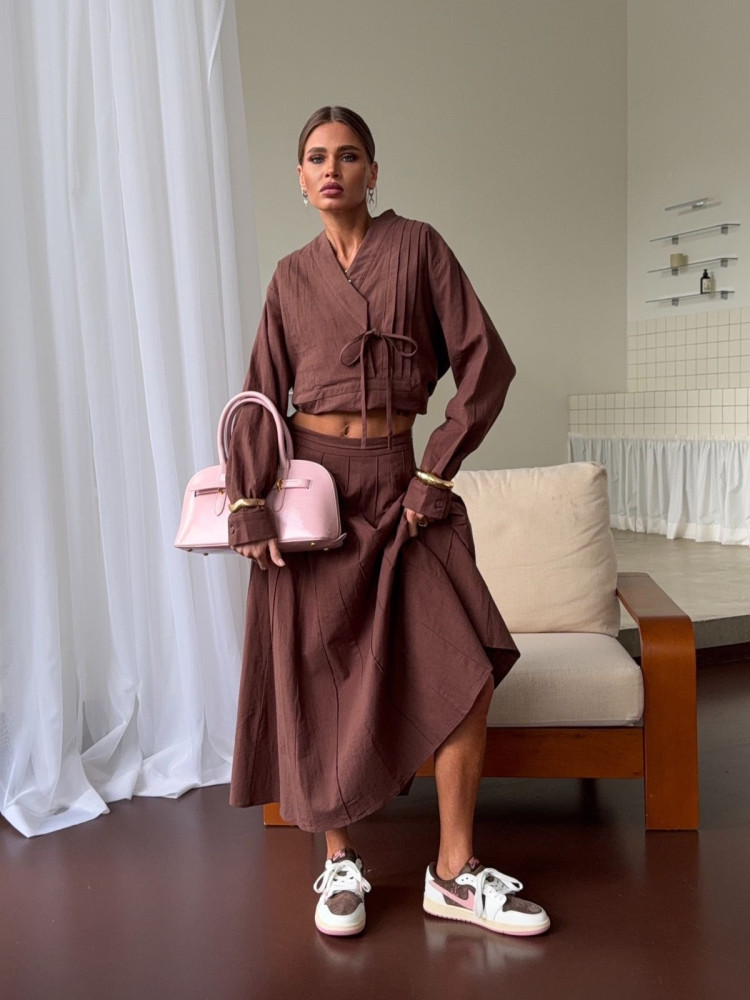 Женский костюм коричневый купить в Интернет-магазине Садовод База - цена 5800 руб Садовод интернет-каталог