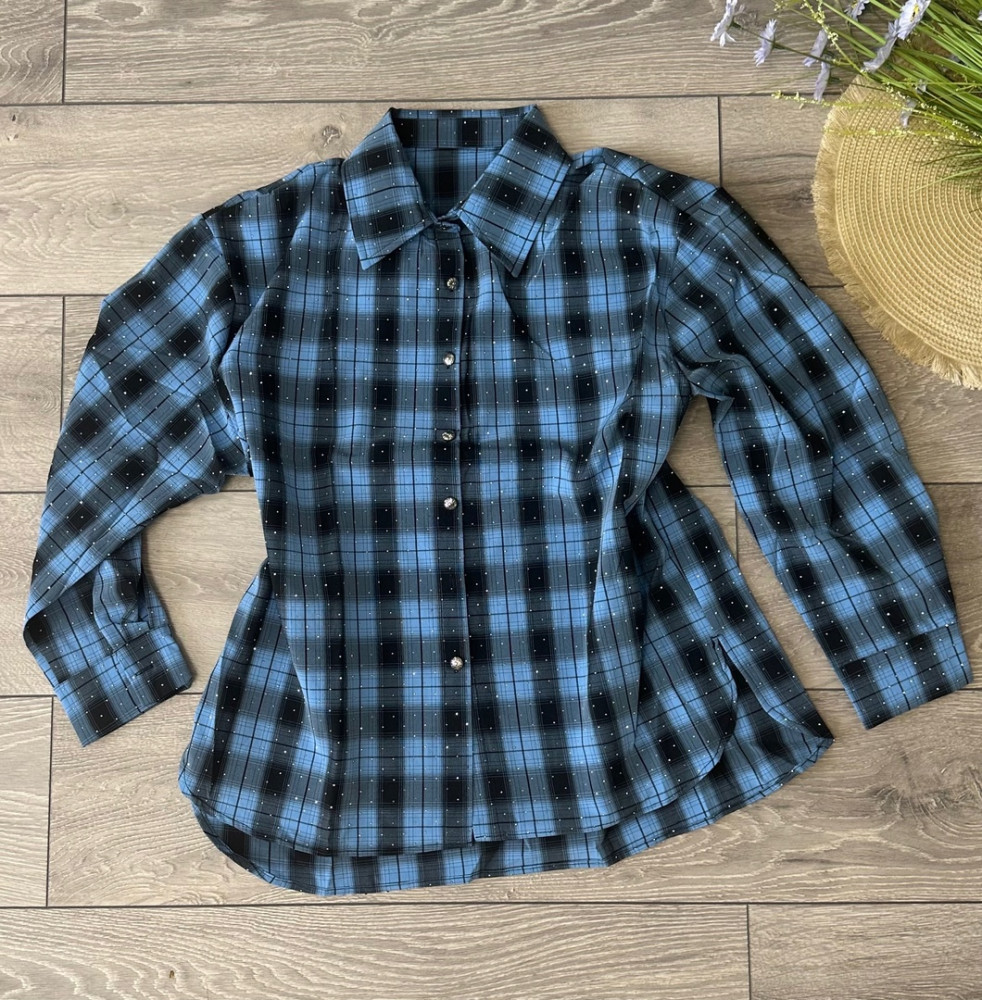 Женская рубашка синяя купить в Интернет-магазине Садовод База - цена 850 руб Садовод интернет-каталог