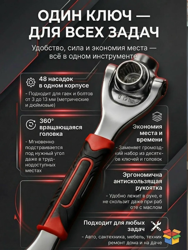 Ключ универсальный гаечный купить в Интернет-магазине Садовод База - цена 250 руб Садовод интернет-каталог