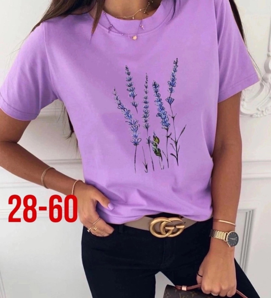 Женская футболка фиолетовая купить в Интернет-магазине Садовод База - цена 200 руб Садовод интернет-каталог