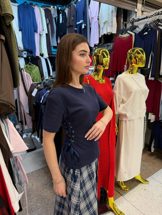 Женская футболка синяя купить в Интернет-магазине Садовод База - цена 1000 руб Садовод интернет-каталог