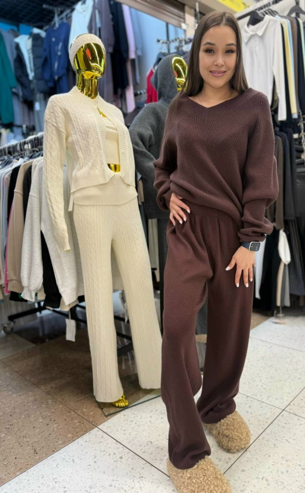 Женский костюм коричневый купить в Интернет-магазине Садовод База - цена 2400 руб Садовод интернет-каталог