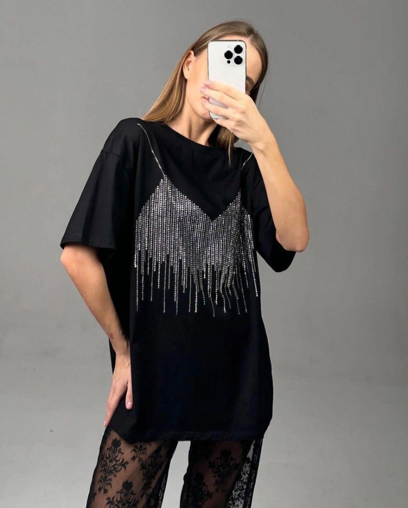 Женская футболка черная купить в Интернет-магазине Садовод База - цена 1350 руб Садовод интернет-каталог