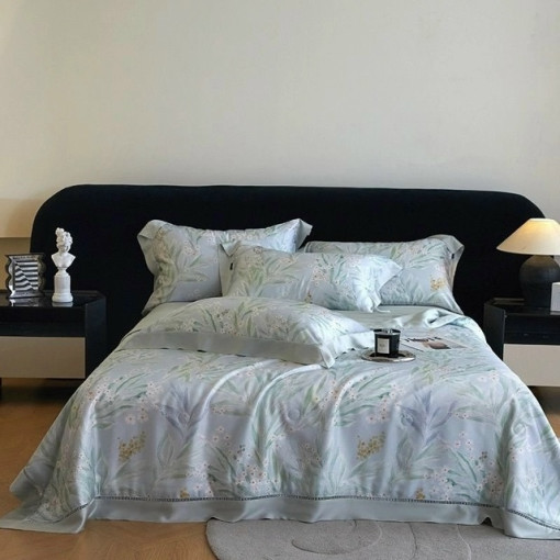 Комплект постельного белья тенсель с мережко с  готовым одеялом САДОВОД официальный интернет-каталог