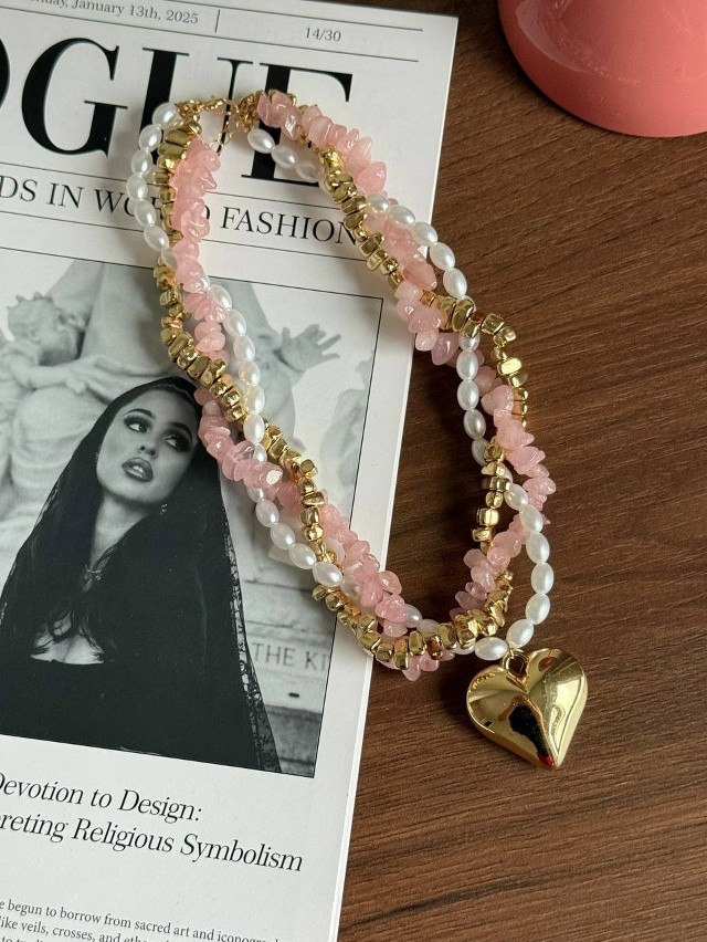 🌿 Массивное колье с розовым кварцем купить в Интернет-магазине Садовод База - цена 300 руб Садовод интернет-каталог