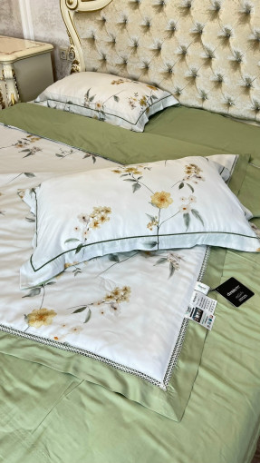 Комплект постельного белья тенсель с мережко с  готовым одеялом САДОВОД официальный интернет-каталог