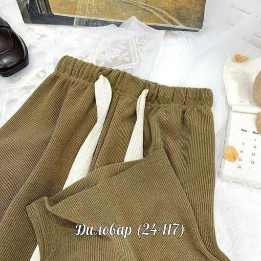 Модные брюки с высокой  посадкой из ткани плотный микро-вельвет + начёс САДОВОД официальный интернет-каталог