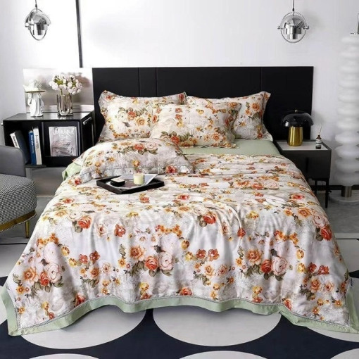 Комплект постельного белья тенсель с мережко с  готовым одеялом САДОВОД официальный интернет-каталог