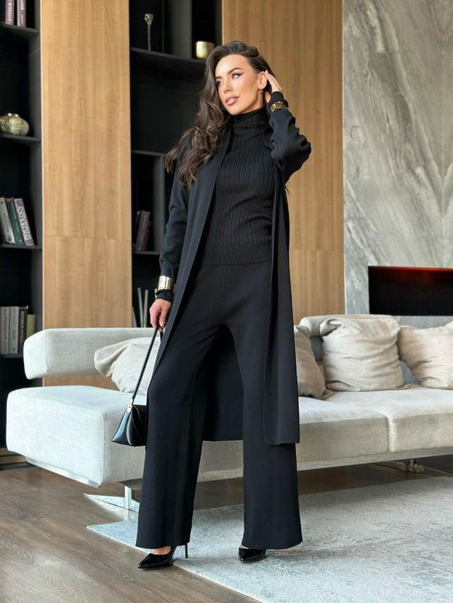 Женский костюм черный купить в Интернет-магазине Садовод База - цена 2250 руб Садовод интернет-каталог